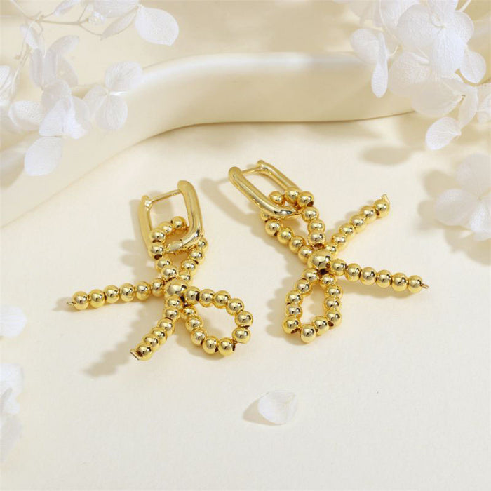 Fashion B-5 Gold Plated Copper Bow Earrings