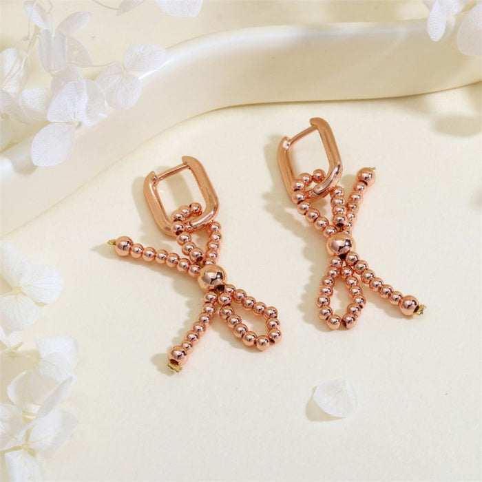 Fashion B-5 Gold Plated Copper Bow Earrings