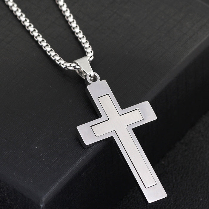 Fashion Black (including Chain) Two-color Stitching Cross Men's Necklace