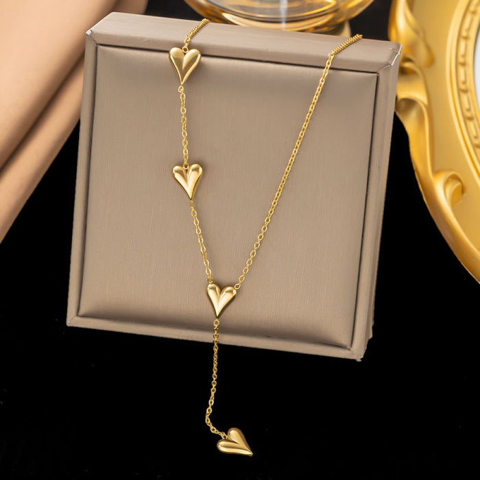 Fashion Bracelet Gold Pointed Peach Heart Titanium Steel Love Y Shape Bracelet