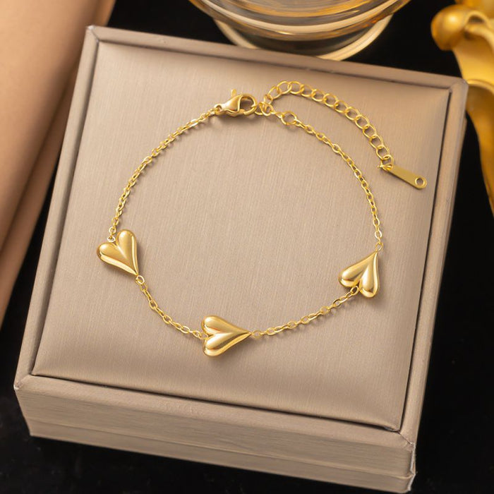 Fashion Bracelet Gold Pointed Peach Heart Titanium Steel Love Y Shape Bracelet