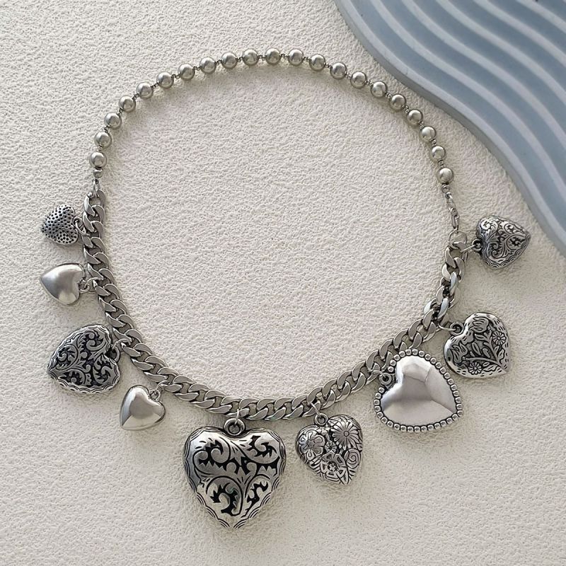 Silver Alloy Heart Necklace