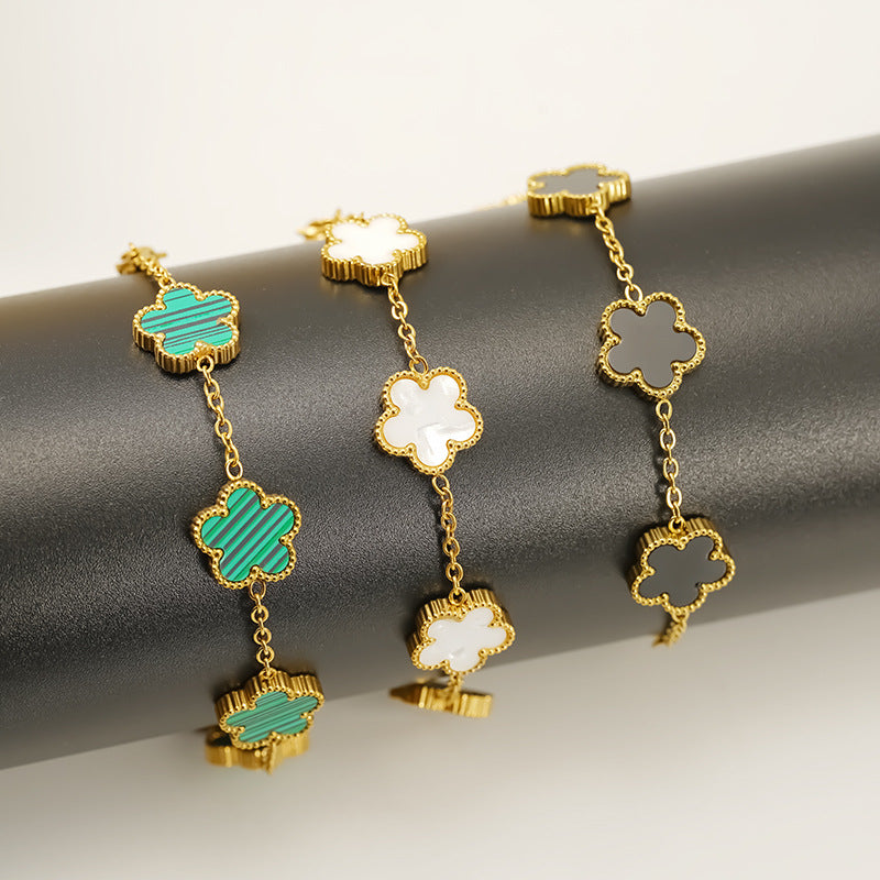 White Titanium Steel Flower Bracelet