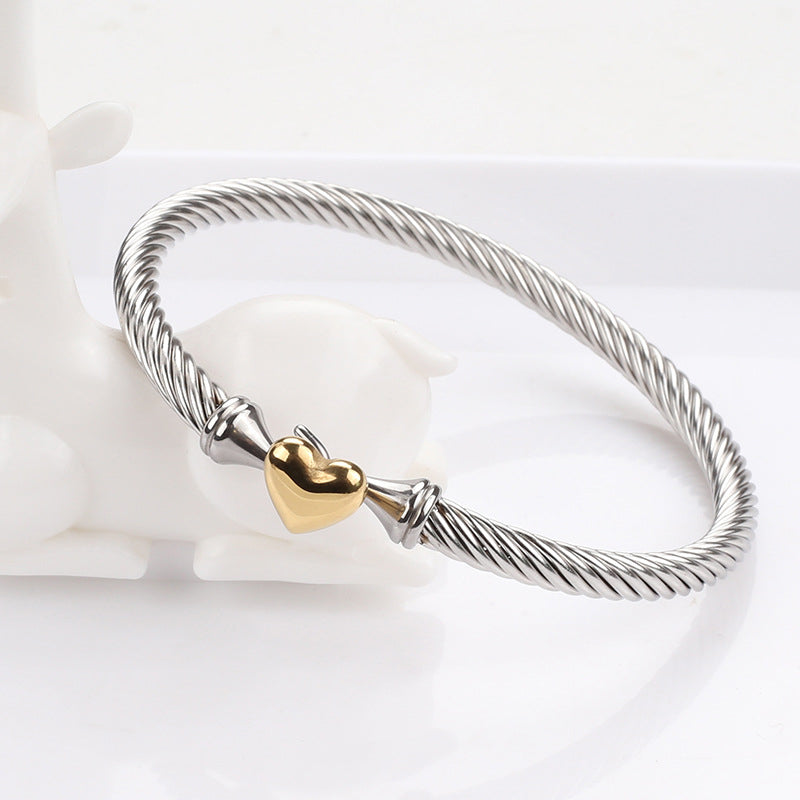 Gold Stainless Steel Heart Bracelet