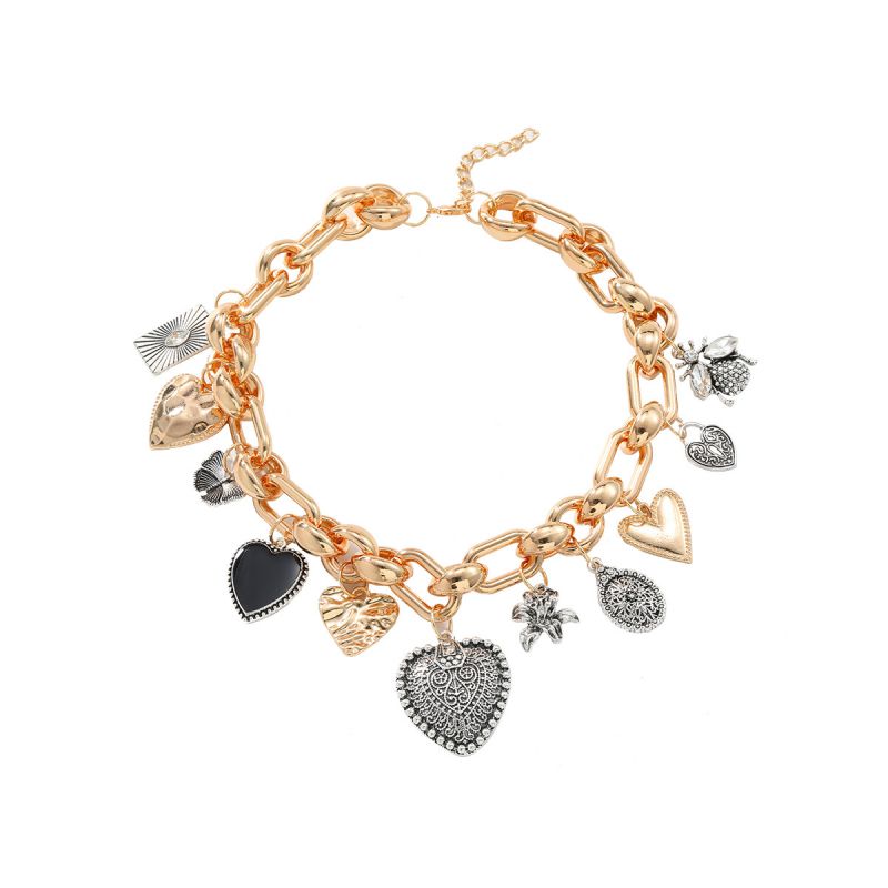 Gold Alloy Heart Pendant Necklace