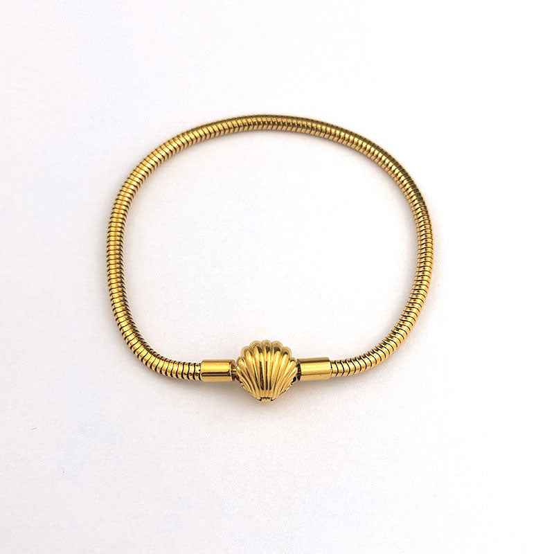 Gold Heart Clasp Bracelet Stainless Steel Heart Snake Bone Bracelet