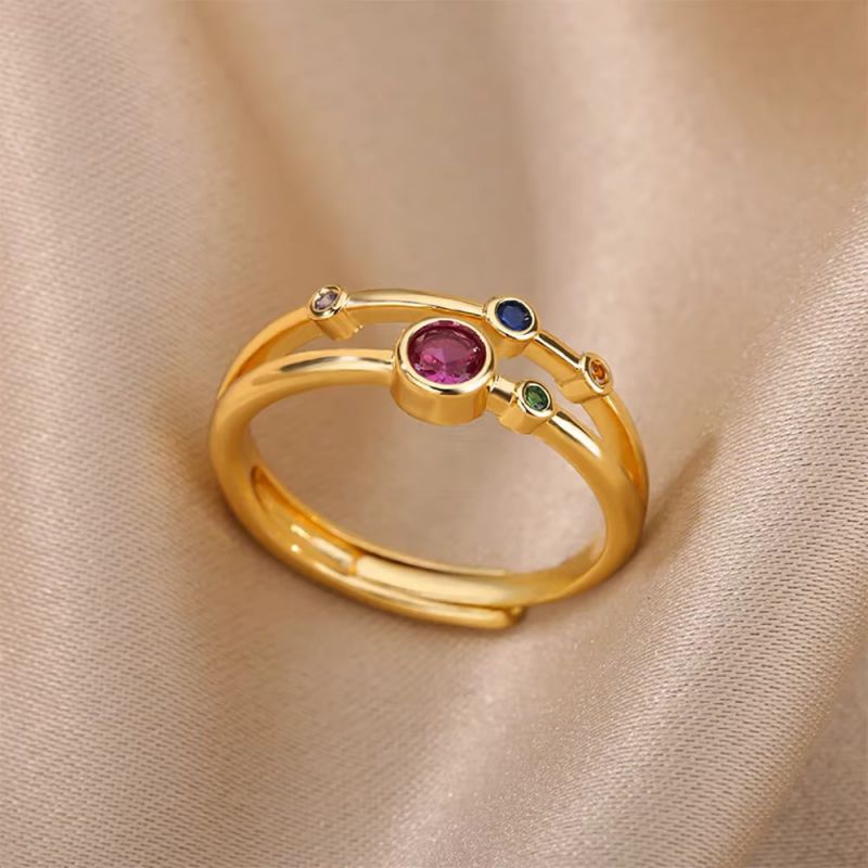 Ring 1# Stainless Steel Diamond Teardrop-shaped Square Irregular Ring