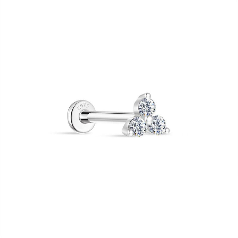 Single White Gold #1 S925 Sterling Silver Diamond Geometric Earrings [single]