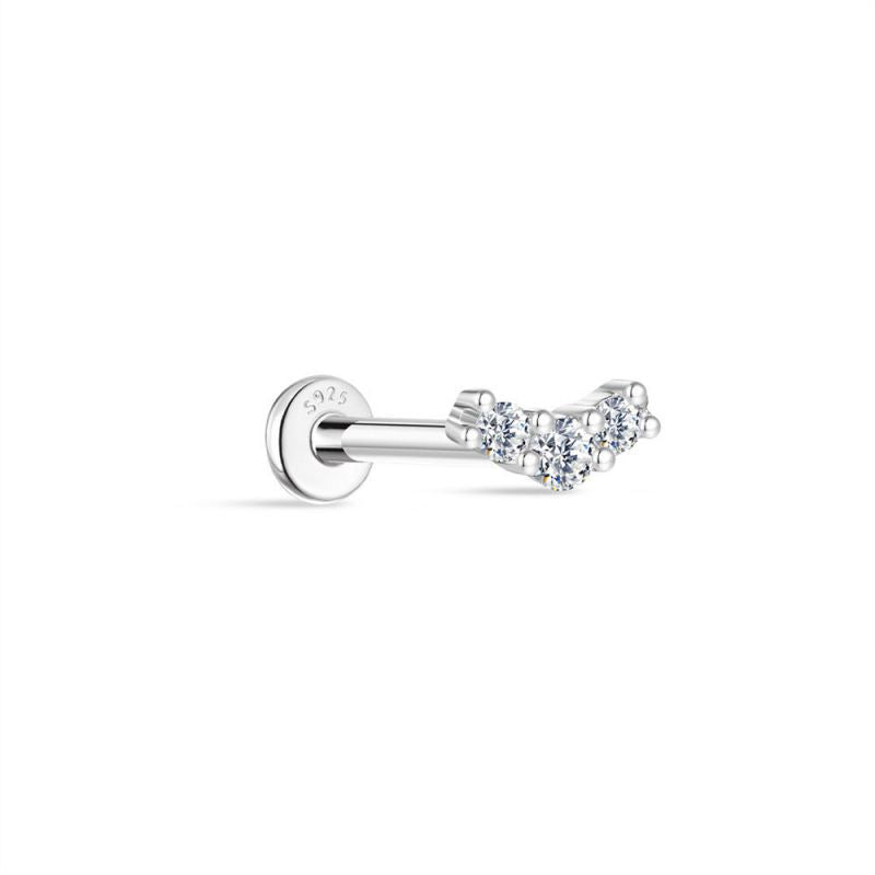 Single White Gold #1 S925 Sterling Silver Diamond Geometric Earrings [single]