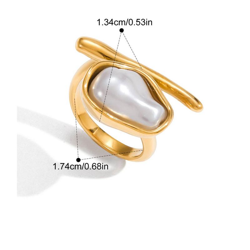 Ring 1# Stainless Steel Irregular Pearl Ring