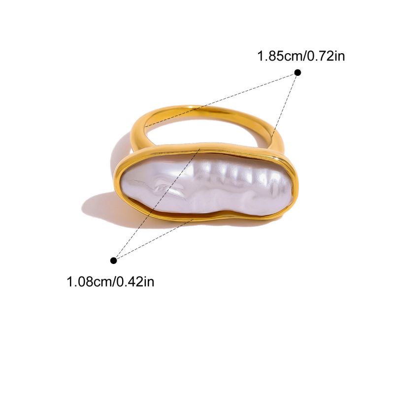 Ring 1# Stainless Steel Irregular Pearl Ring