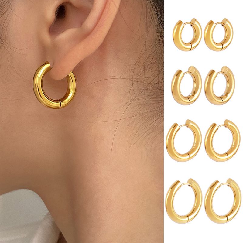 Silver 22mm Stainless Steel Round Earrings