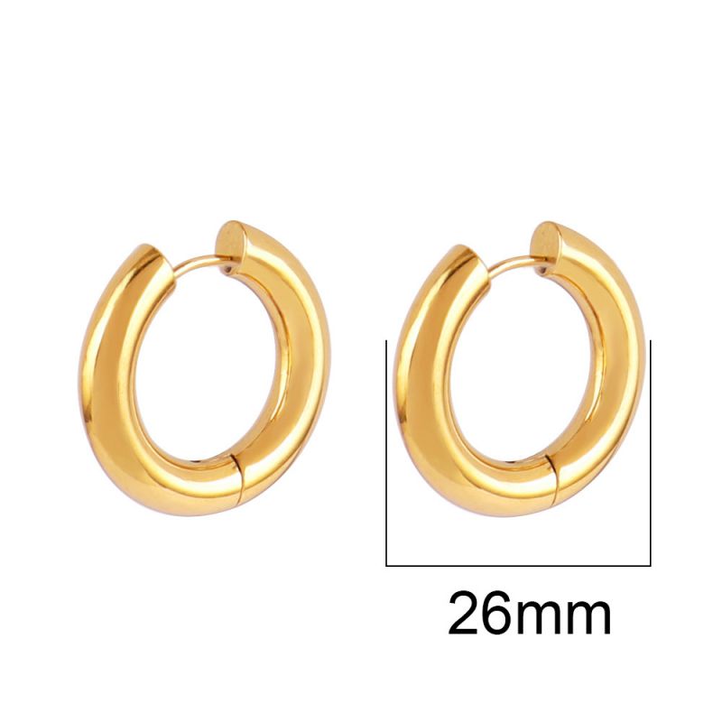 Silver 22mm Stainless Steel Round Earrings