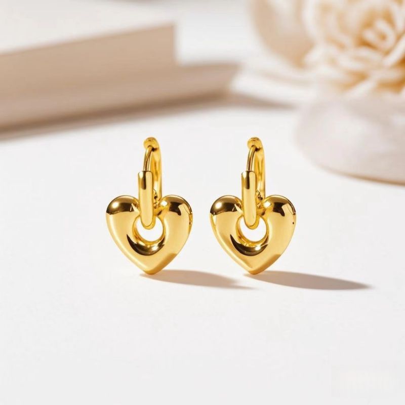 Love Silver Titanium Steel Heart Earrings