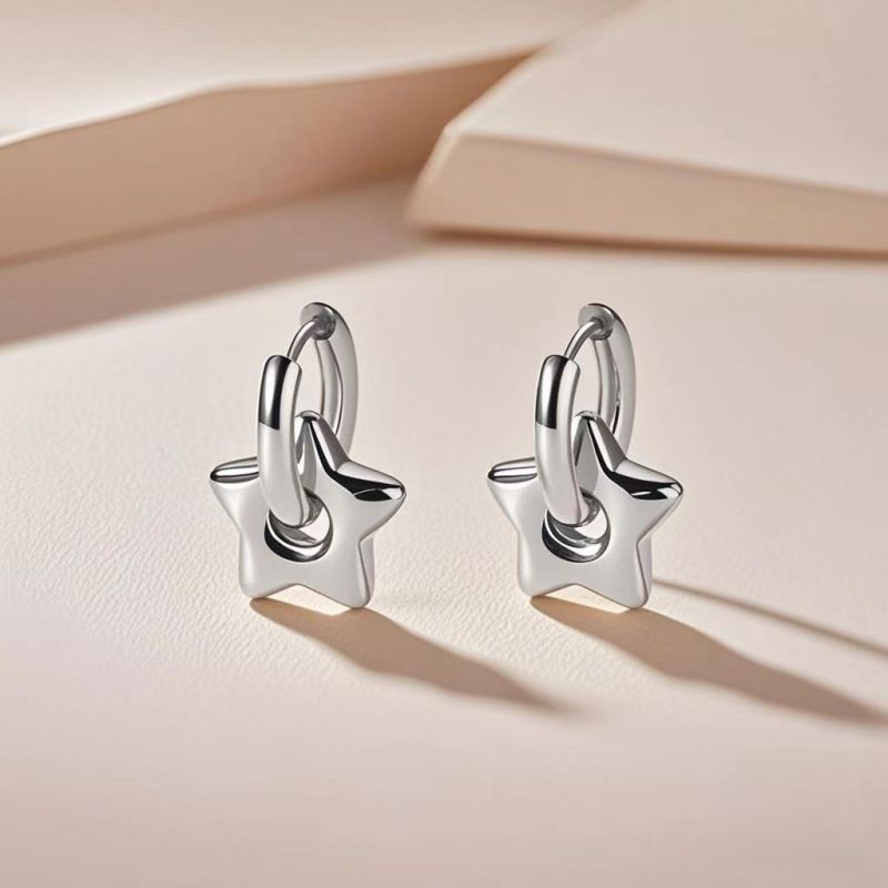 Love Silver Titanium Steel Heart Earrings