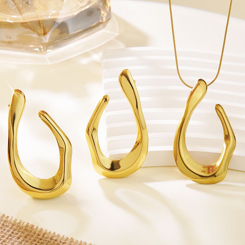 Set 1# Stainless Steel Flower Necklace Earring Set