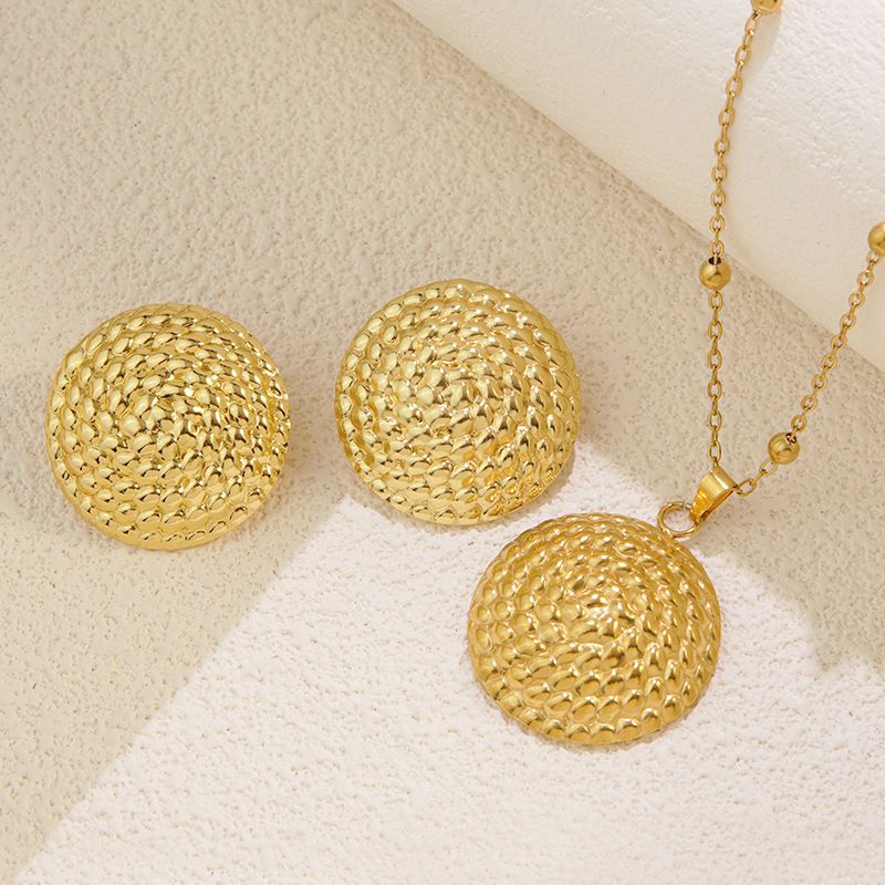 Set 1# Stainless Steel Flower Necklace Earring Set