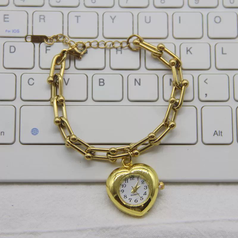 Gold Stainless Steel Heart Watch