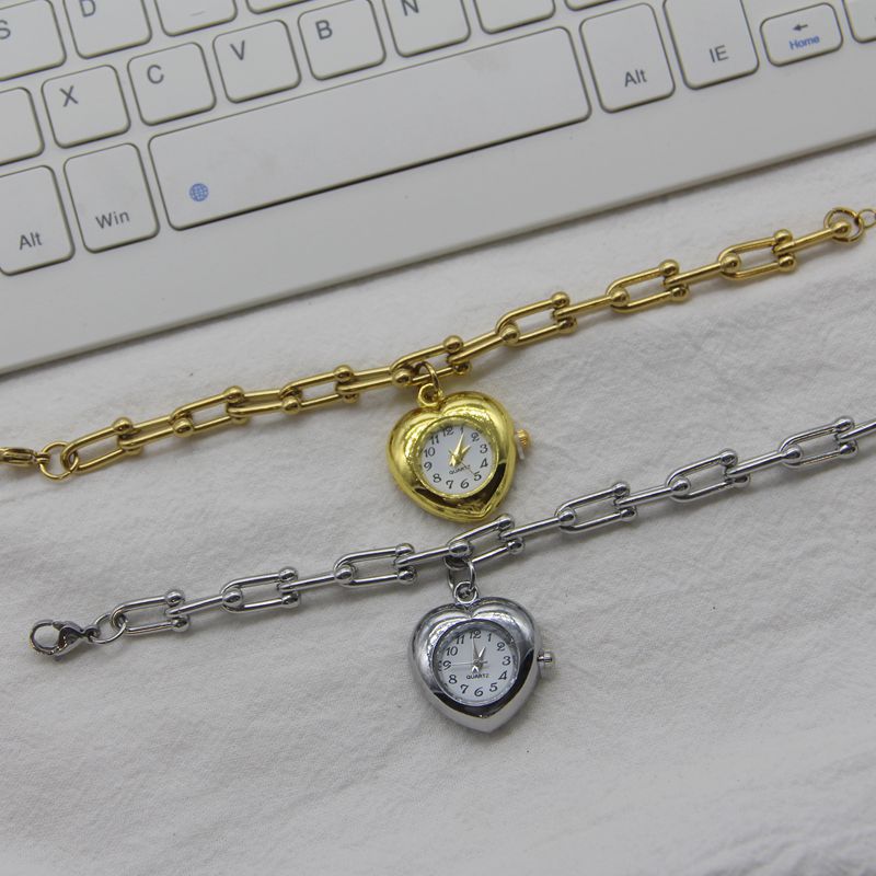 Gold Stainless Steel Heart Watch