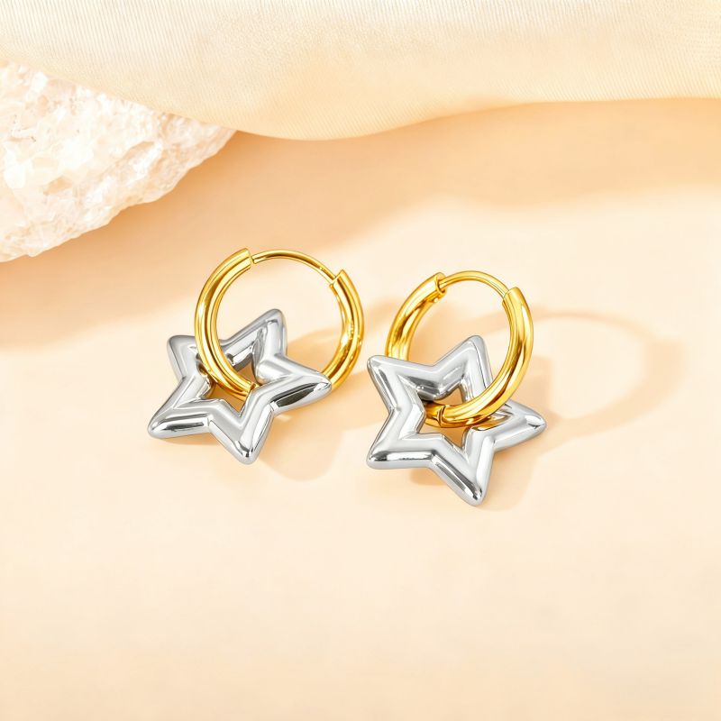 Love Silver Titanium Steel Heart Earrings