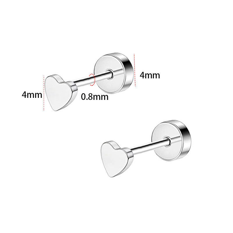 Silver 12 Pairs Per Set Stainless Steel Pearl Heart-shaped Rhinestone Butterfly And Flower Earring Set