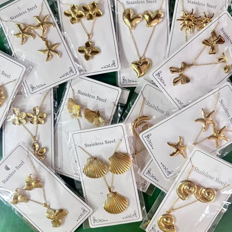 Teardrop Shape Stainless Steel Teardrop-shaped Necklace And Earring Set