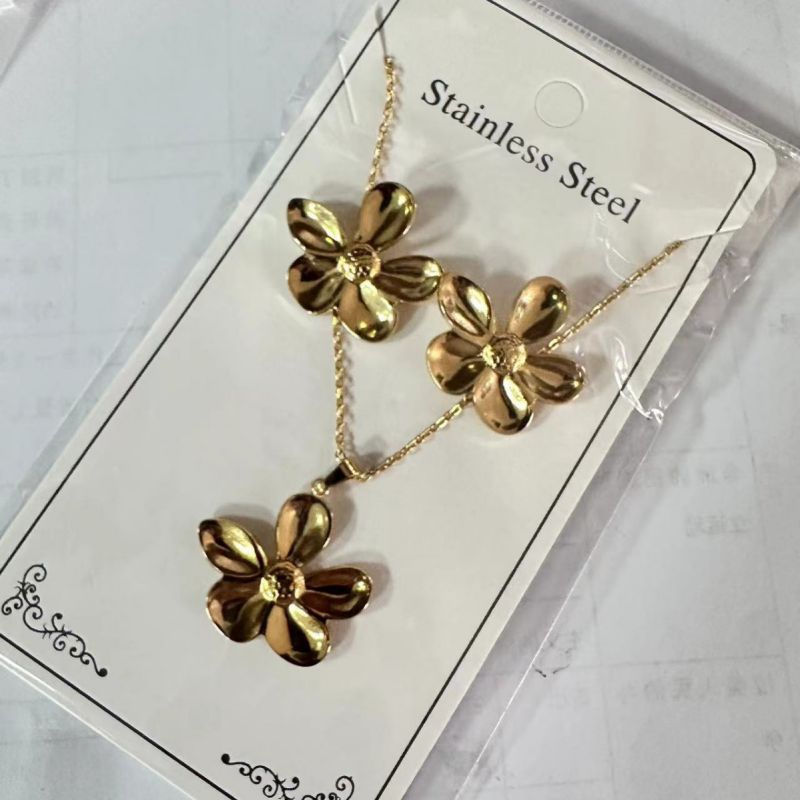 Teardrop Shape Stainless Steel Teardrop-shaped Necklace And Earring Set