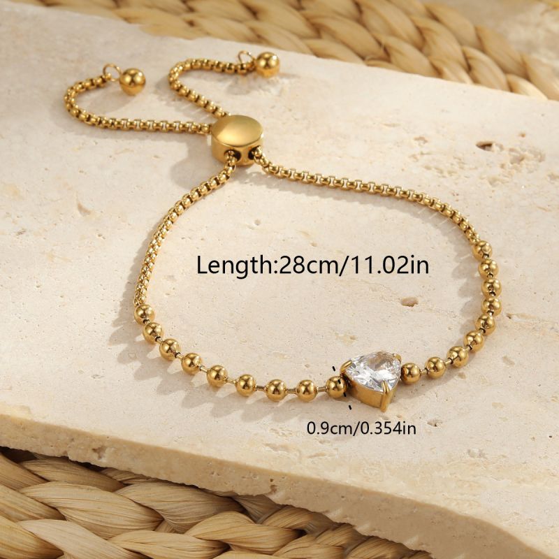 1 Circle Stainless Steel Diamond-encrusted Round Bracelet