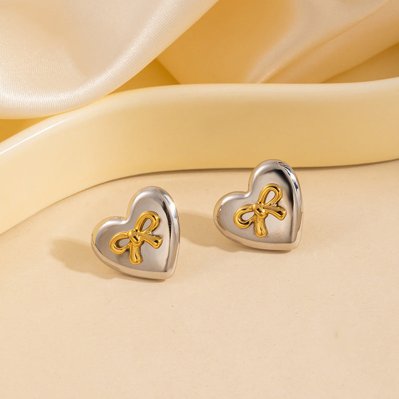 Steel Square Bow Earrings Titanium Steel Square Bow Earrings