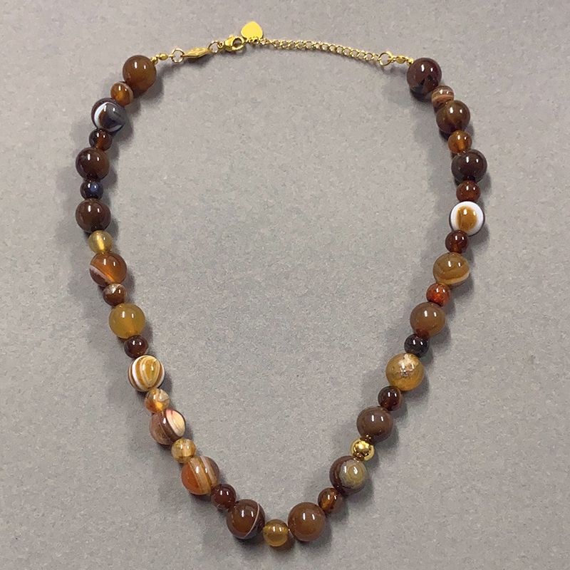 Red Necklace 42+5cm Stainless Steel Beaded Necklace