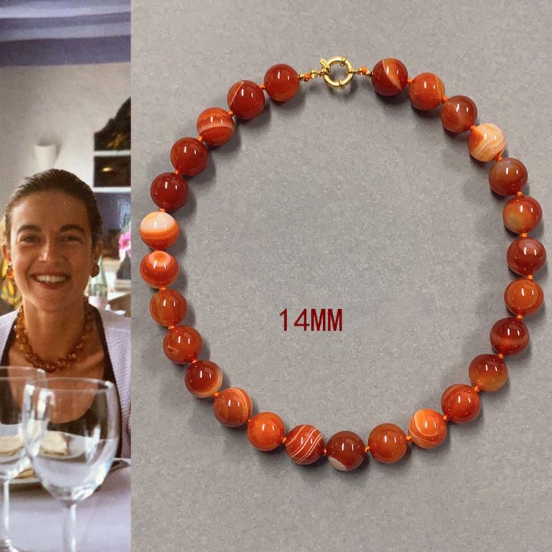 Red Necklace 42+5cm Stainless Steel Beaded Necklace