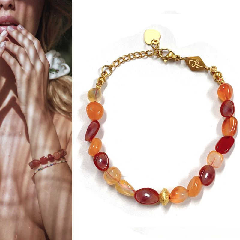 Red Necklace 42+5cm Stainless Steel Beaded Necklace