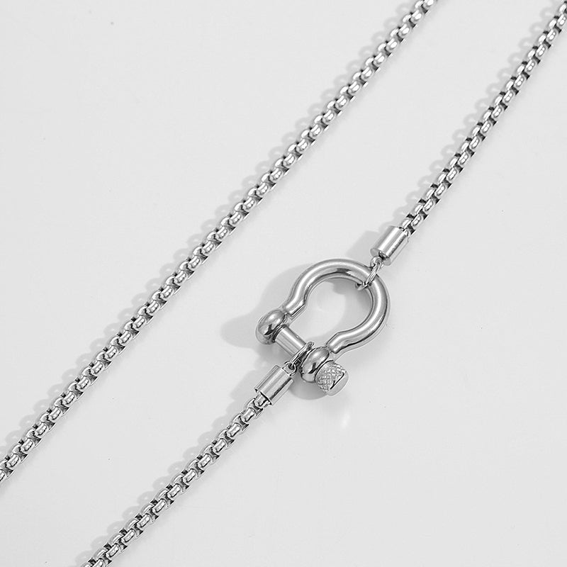 All Gold Stainless Steel Carabiner Necklace