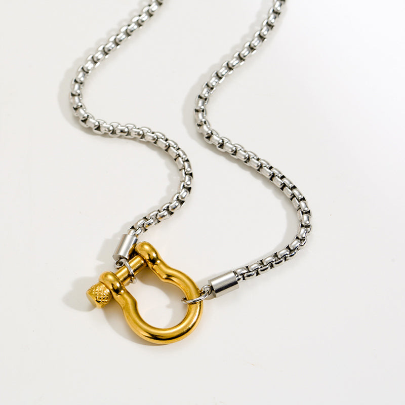 All Gold Stainless Steel Carabiner Necklace