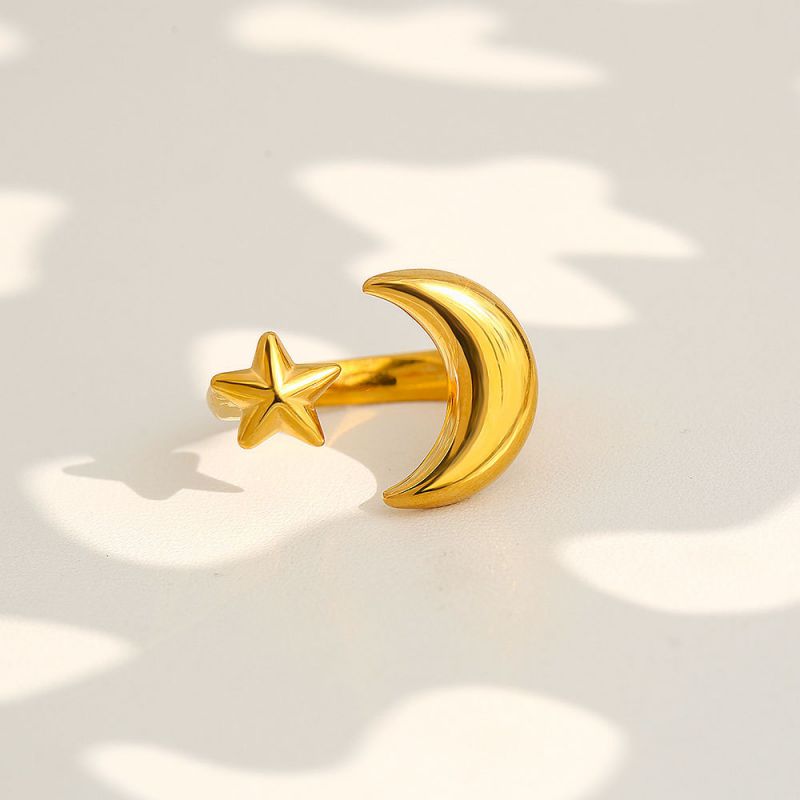 Ring #1 Stainless Steel Star And Moon Ring