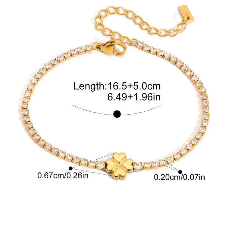 Petal Stainless Steel Diamond-encrusted Petal Bracelet