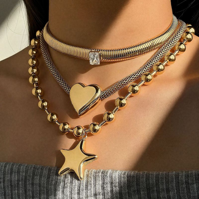 Gold 304 Stainless Steel Heart Necklace