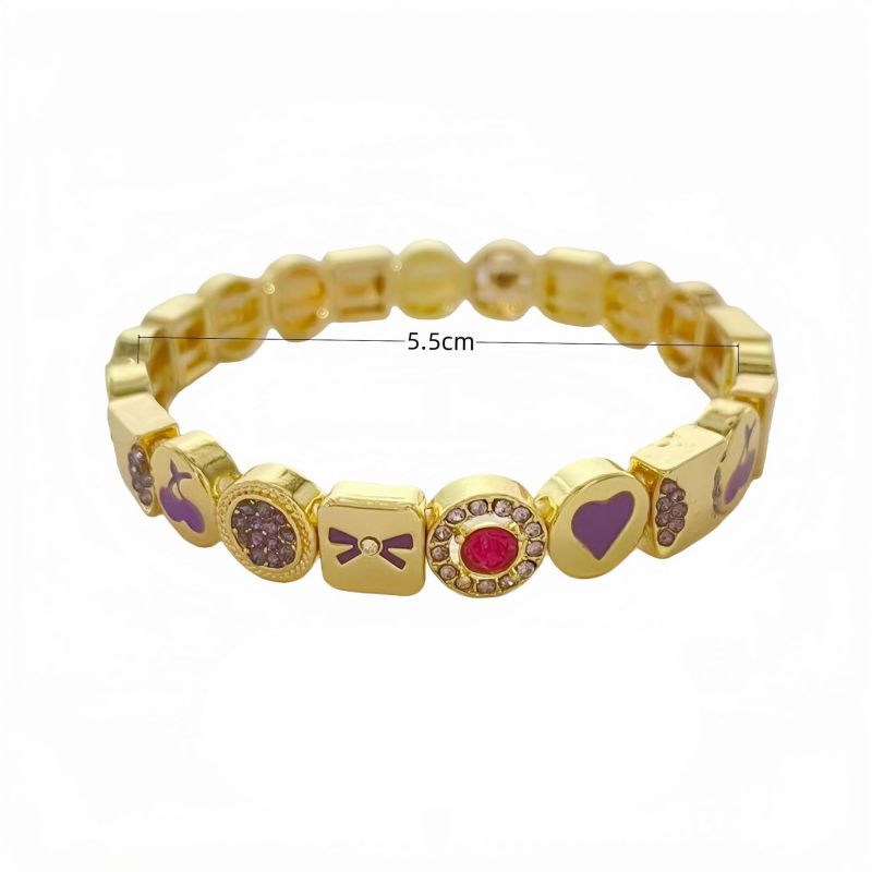 Red Cherry Heart Zinc Alloy Diamond-encrusted Cherry Heart Bracelet