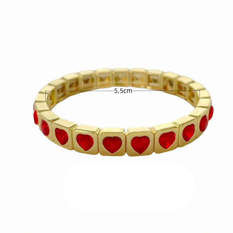 Red Cherry Heart Zinc Alloy Diamond-encrusted Cherry Heart Bracelet
