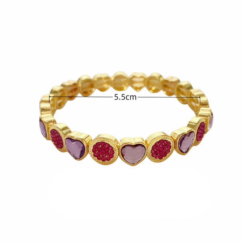 Red Cherry Heart Zinc Alloy Diamond-encrusted Cherry Heart Bracelet