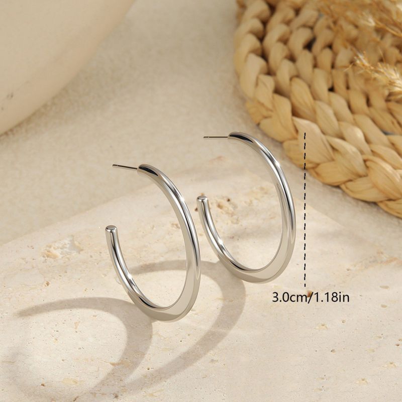 Small Gold Stainless Steel C-shaped Earrings