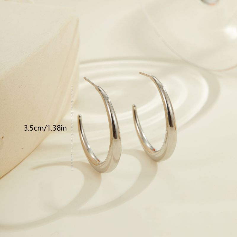 Small Gold Stainless Steel C-shaped Earrings