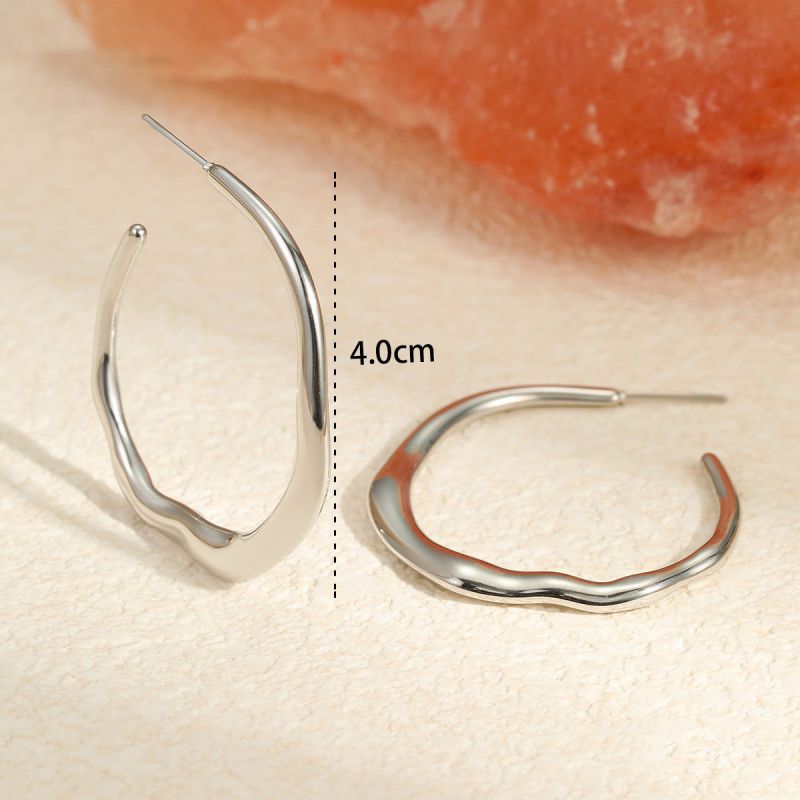 Small Gold Stainless Steel C-shaped Earrings