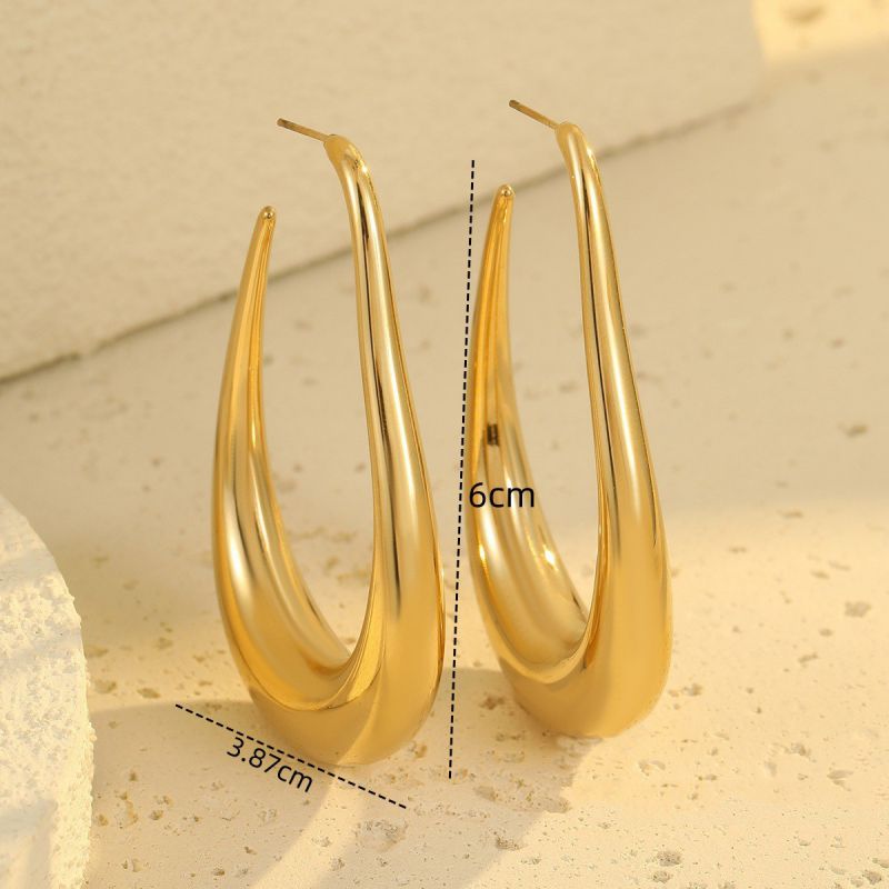 Small Gold Stainless Steel C-shaped Earrings