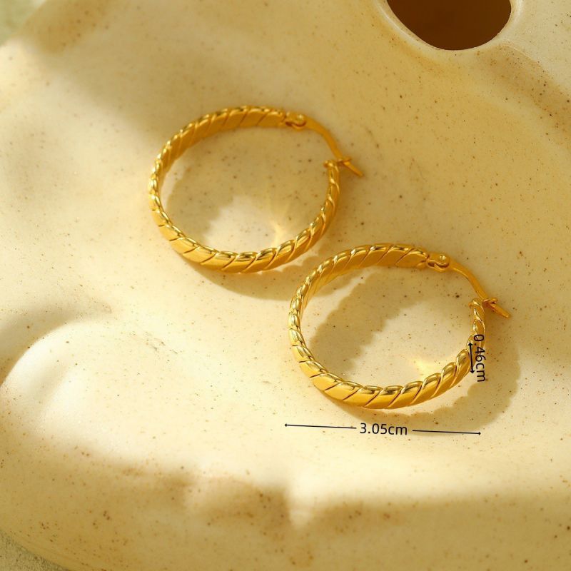 Small Gold Stainless Steel C-shaped Earrings